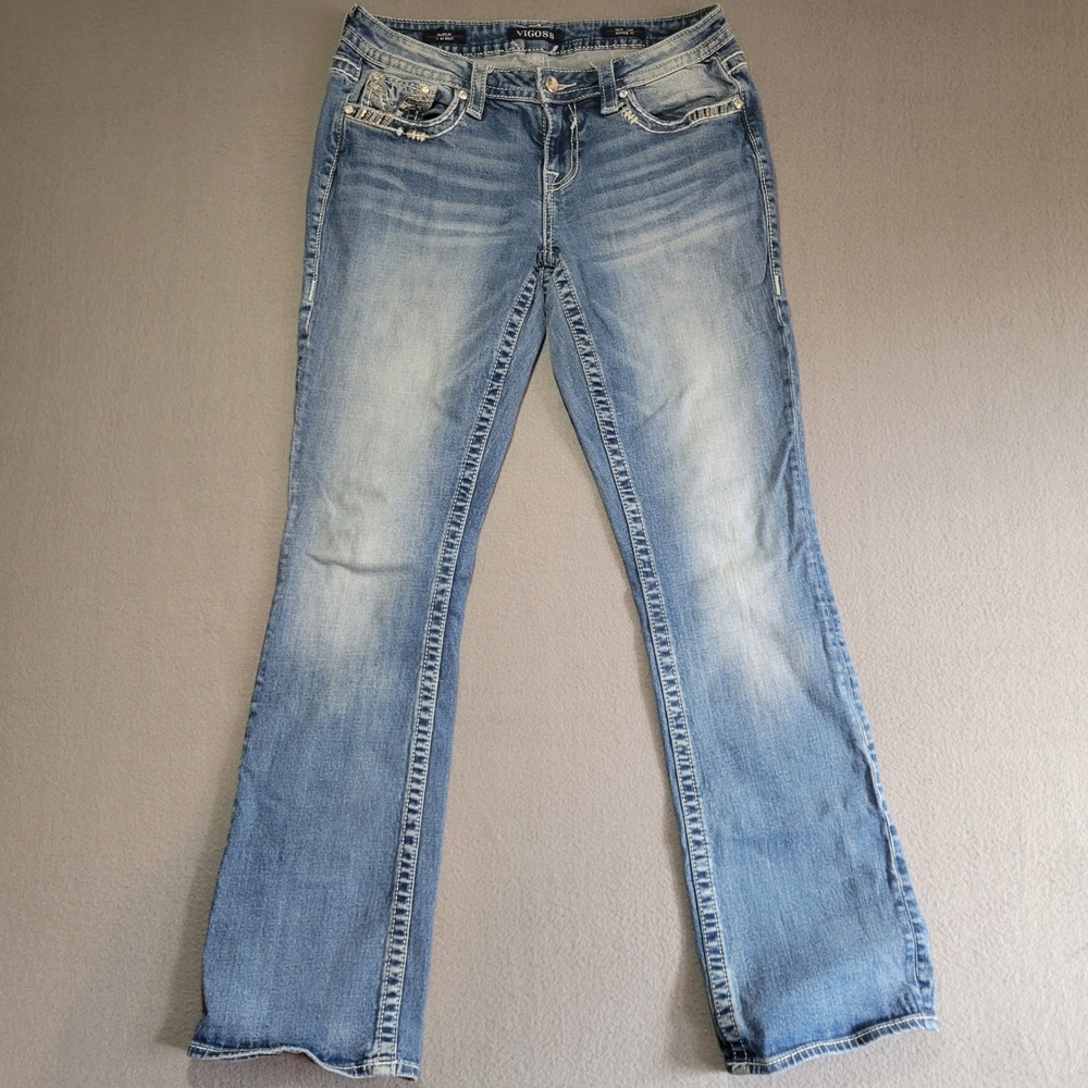 Vigoss Dublin Slim Boot Heritage Fit Jeans Size 5/6 Medium Wash Embellished Y2K